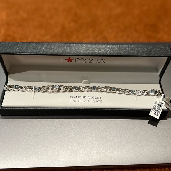 Silver Blue Topaz Infinity Bracelet - Picture 5 of 6